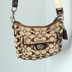 Small Coach Signature Crossbody Purse Tan/Brown